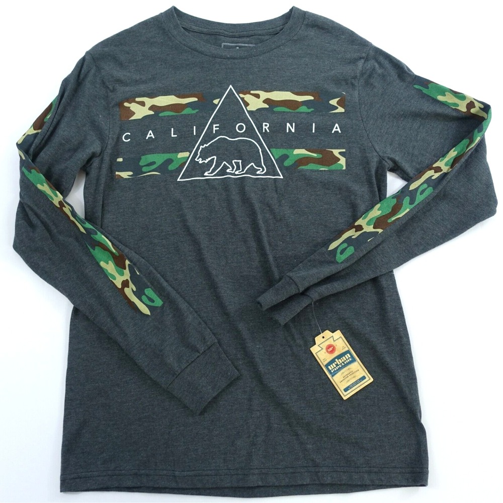 Urban Pipeline Graphic Tee Shirt Men Small California Bear Camouflage Gray
